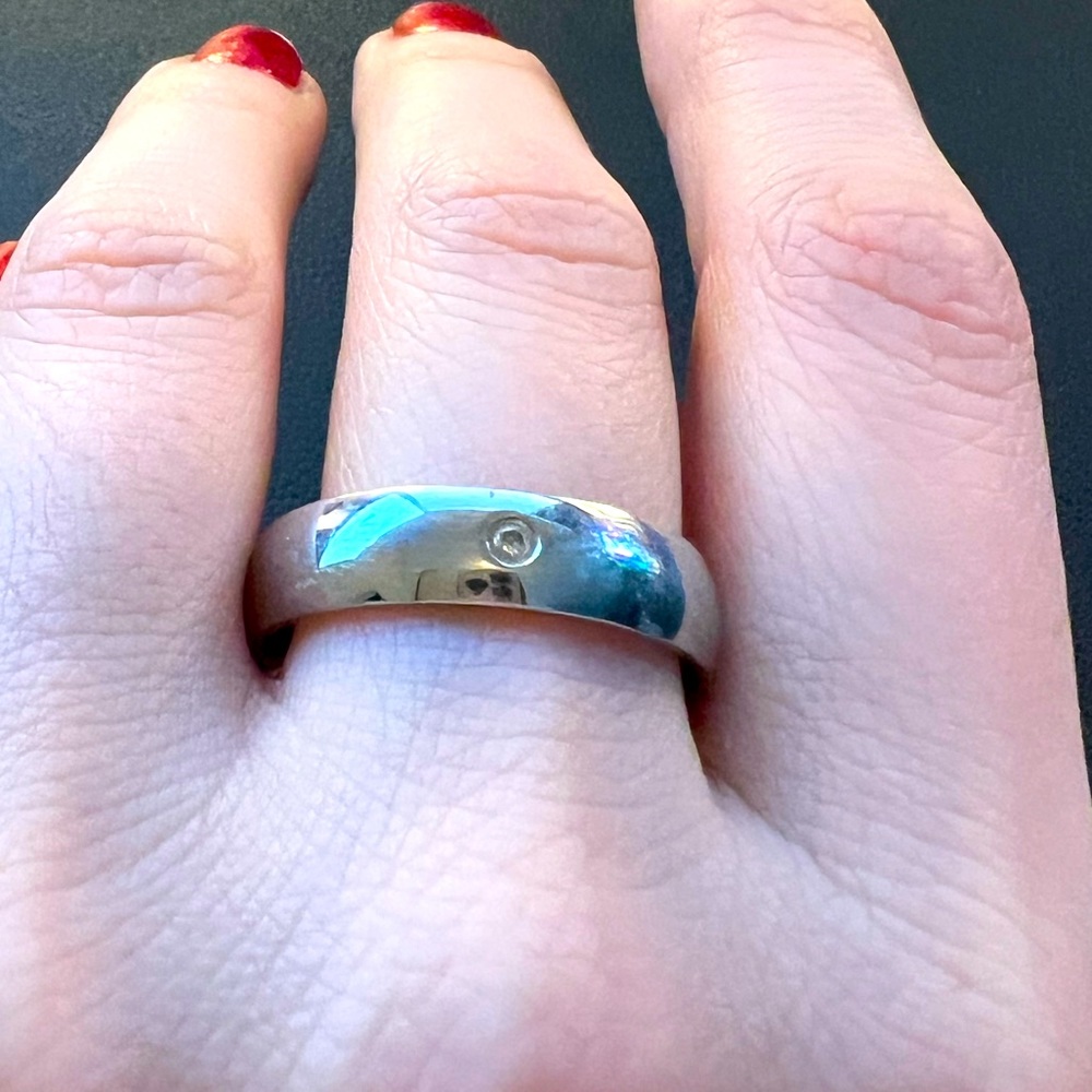 Stainless Steel Band with Jewel - Size 12